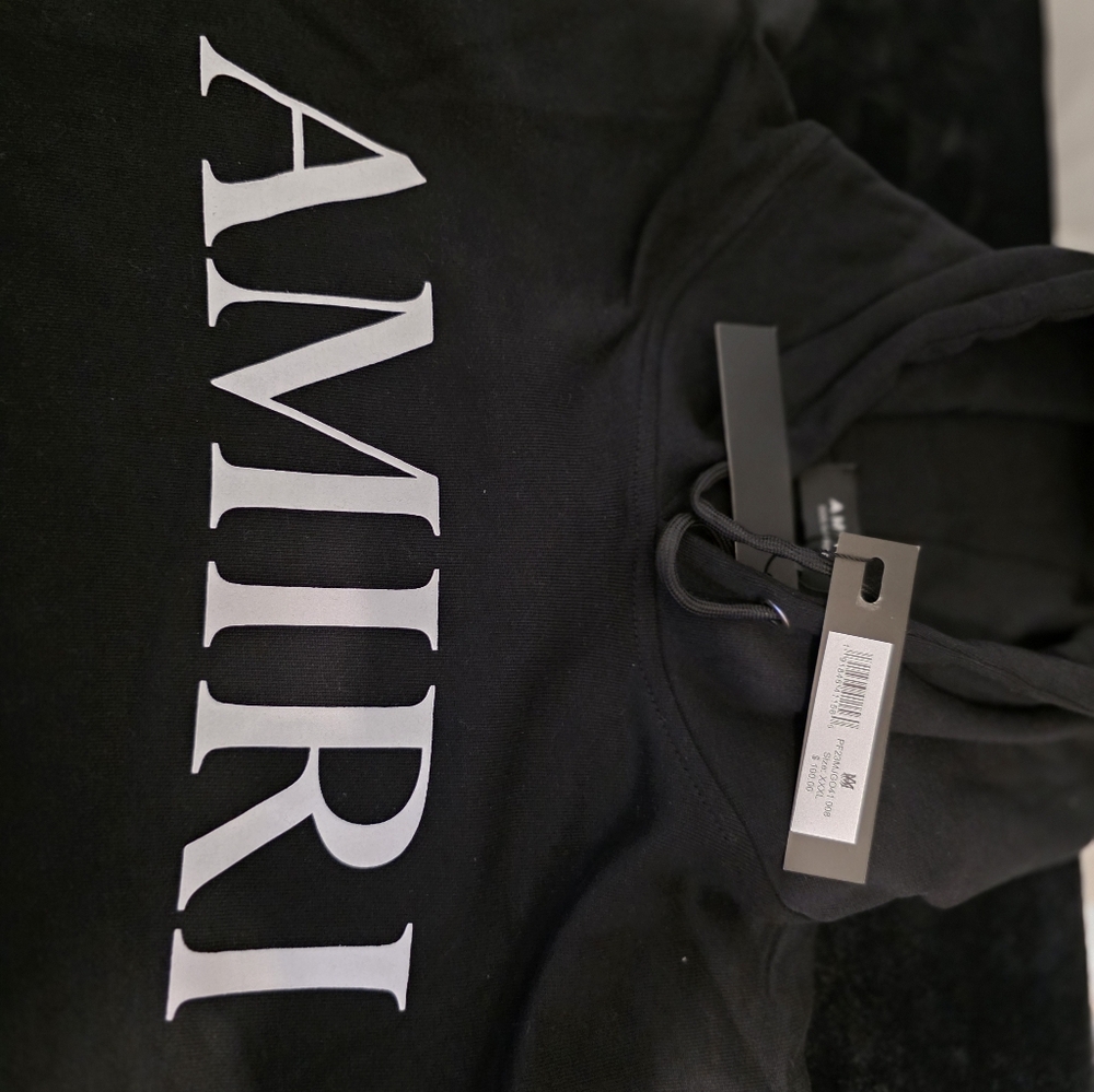 AMIRI Black Sweatshirt/White Lettering And Red/White Lettering and Design Hoodie
